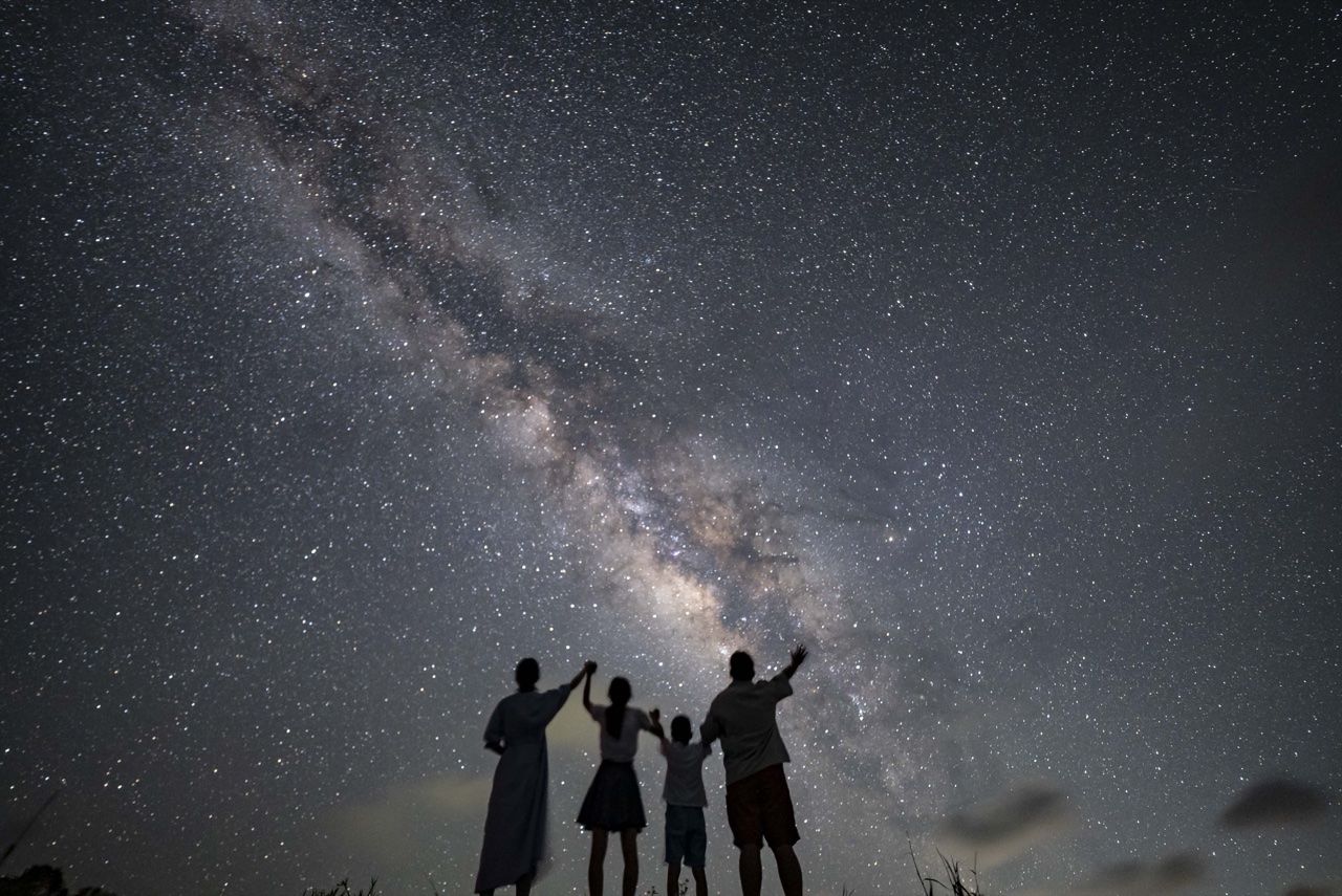 テラスで、満天の星空。